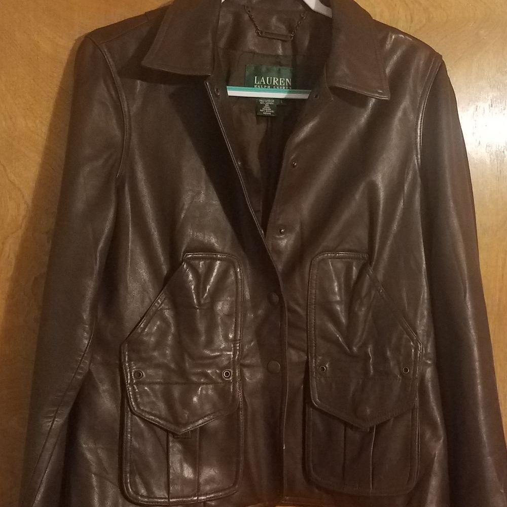 Leather Jacket: Lauren Ralph Lauren sz Lg